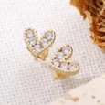 1 Pair Fashion Heart Shape Inlay Copper Zircon 18K Gold Plated Ear Studs white