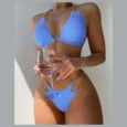Women's Stripe Solid Color 2 Piece Set Bikinis blue