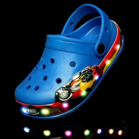 Breathable Girls Boys Sandal LED Clog Shoes for Kids -blue