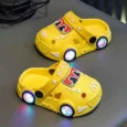 High Quality Summer Boy's Cartoon Car Design Slip on Anti Slip Casual Outdoor Flashing LED Sandal Shoes (4)