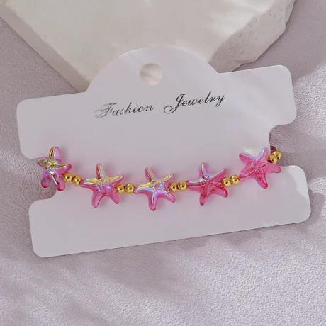 New Bohemian Style Women's Bracelet With Artificial Crystal Starfish And Golden Spacer Beads Geometric Pattern Business Occasion