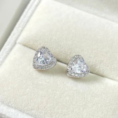 Shiny Heart Shape Copper Ear Studs